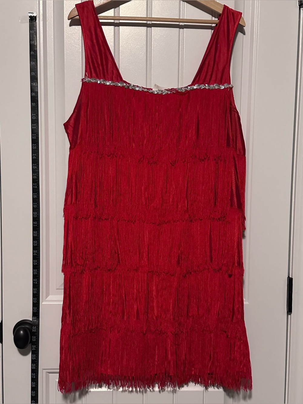 🎃 Women’s 1920s Flapper Costume Red Fringe Sequin Dress XL 🎃